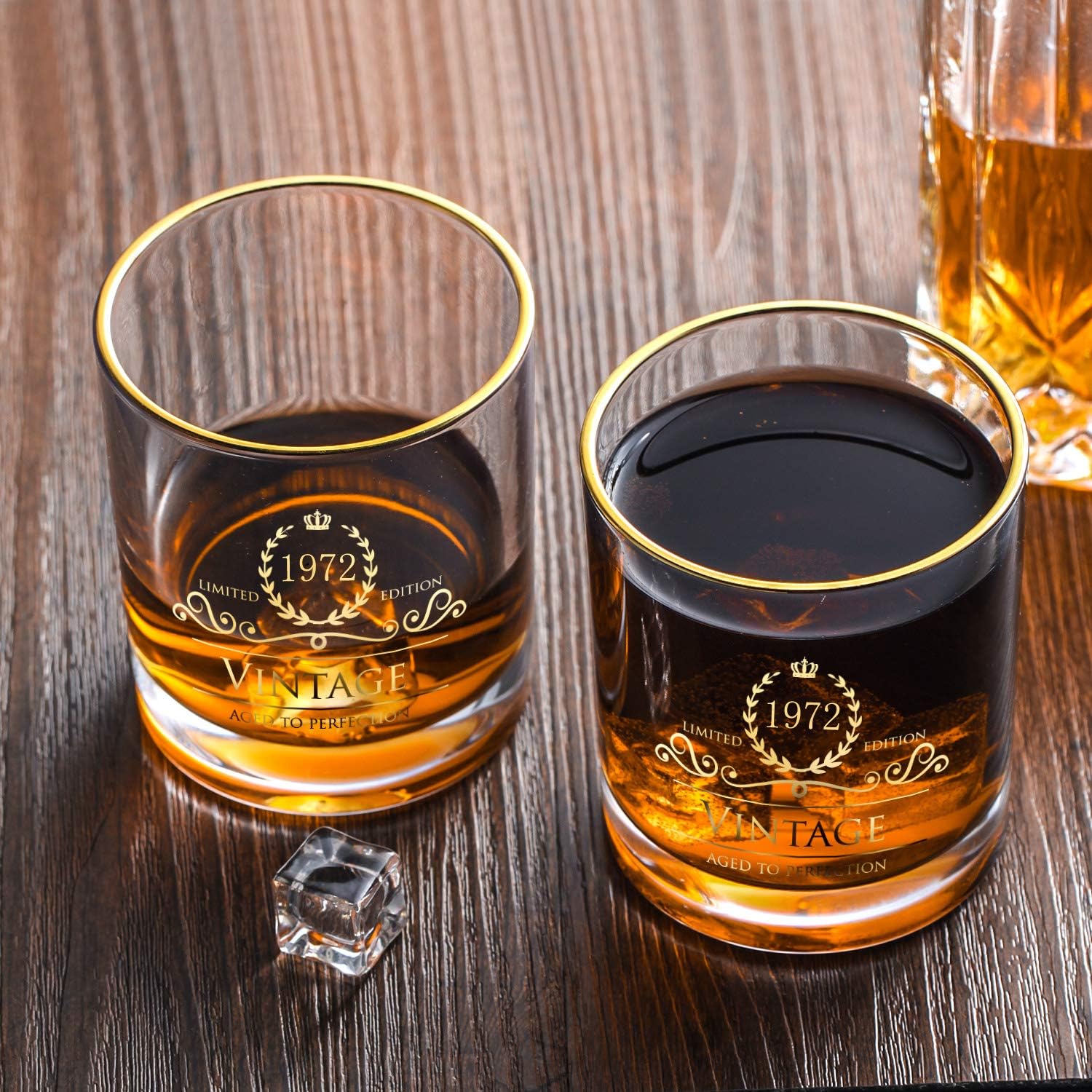Vasos de whisky 1972, regalos de cumpleaños 52 para mujeres, hombres, damas de honor, regalo del día de la madre, regalo del padre, vidrio de