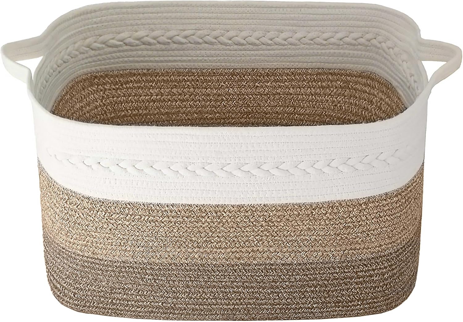Cesta de almacenamiento extragrande, cesta de lavandería de 80 litros con asas, cesta de cuerda tejida de 22 x 17 x 13 pulgadas, cesta de