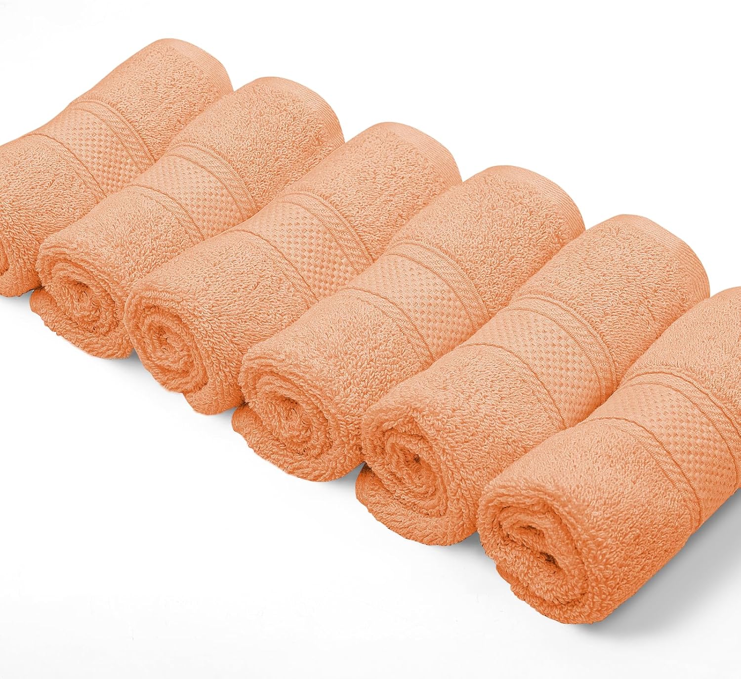 Magshion Juego de 6 toallas de mano de algodón suave para baño, color melocotón