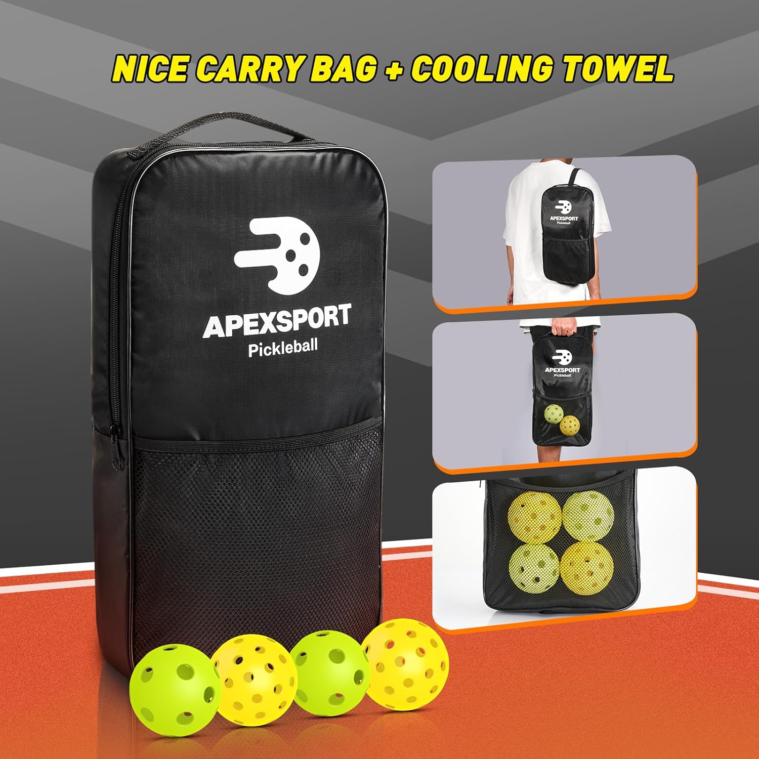 Pickleball Paddles Set of 24, USAPA Approved Lightweight Fiberglass Pickleball Set with 4 Pickleballs, 1 Pickleball Sling Bag, 2 Cooling Towels,