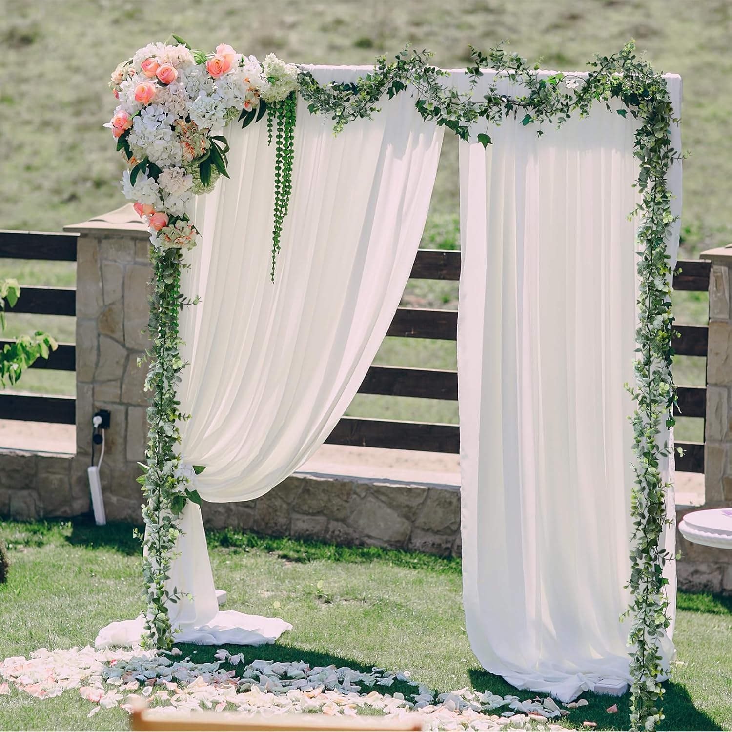 SUNFICON Paquete de 4 guirnaldas de hojas de eucalipto artificiales para colgar en primavera, eucalipto, decoración floral falsa, boda, ceremonia,