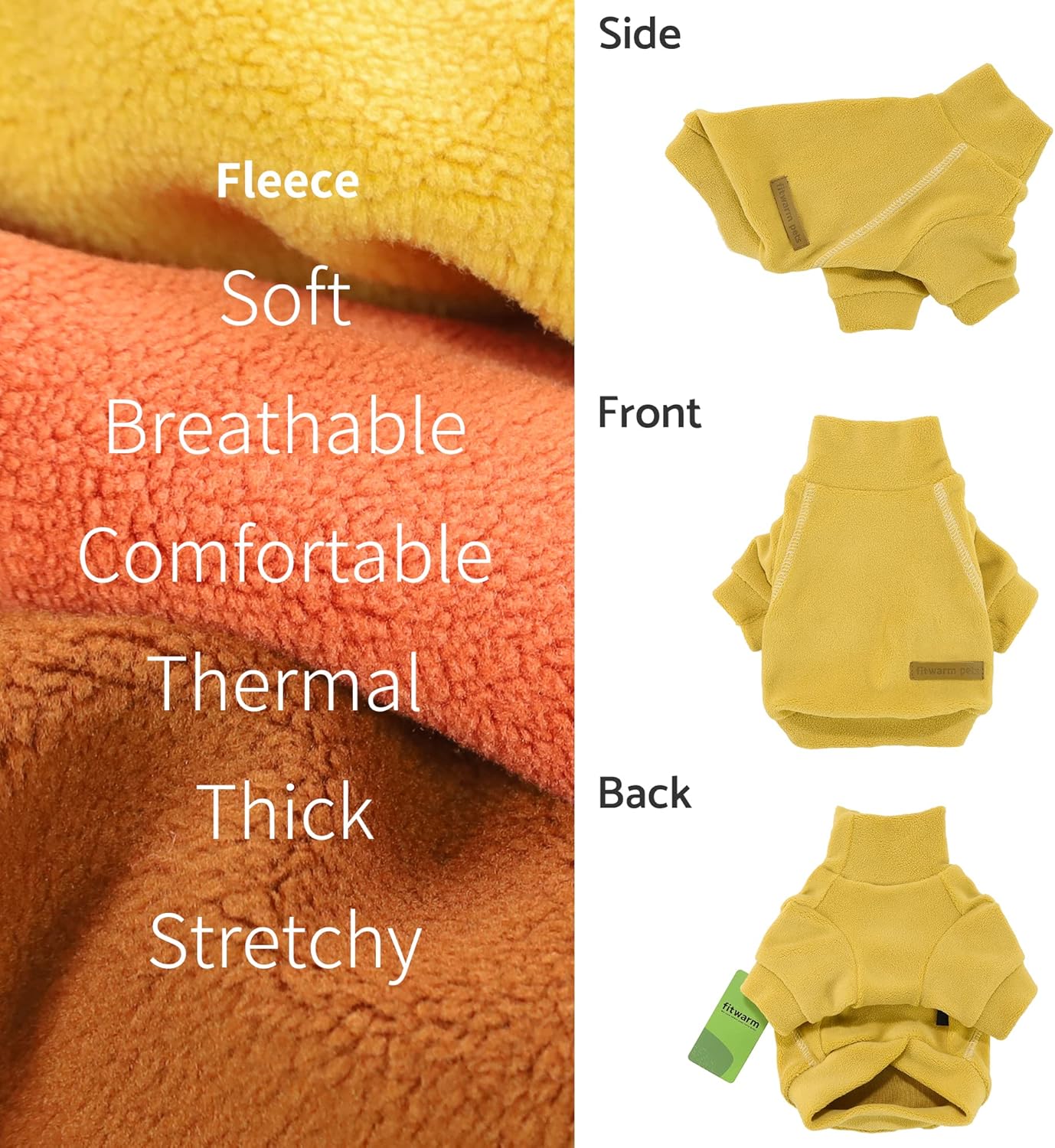 Fitwarm Paquete de 3 suéteres clásicos de forro polar para perro, sudadera de cuello alto, ropa de invierno para perros pequeños, niños y niñas,