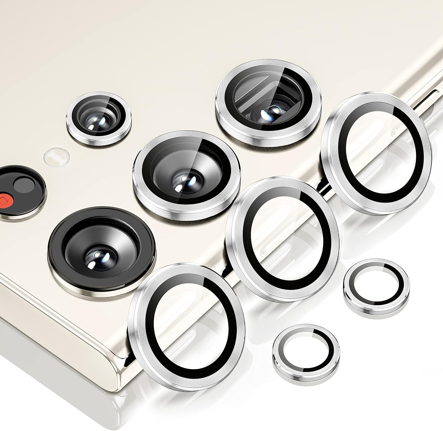 WSKEN Protector de lente de cámara para Samsung Galaxy S23 Ultra, modo de disparo nocturno Resistente a los arañazos HD de vidrio templado de metal
