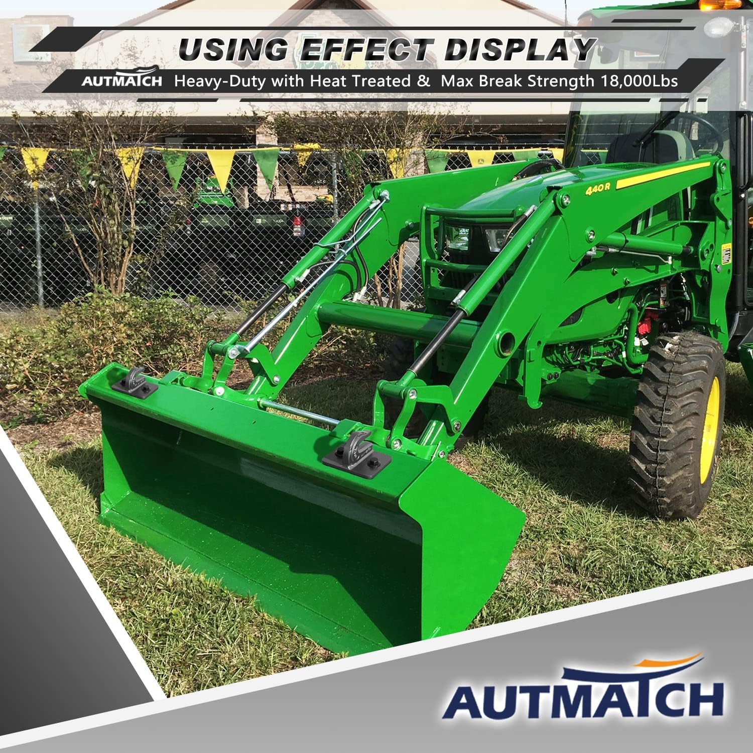 AUTMATCH Gancho de agarre para cubo de tractor de 38 pulgadas (paquete de 2)  Perno de acero forjado de grado 70 en gancho de agarre con placa