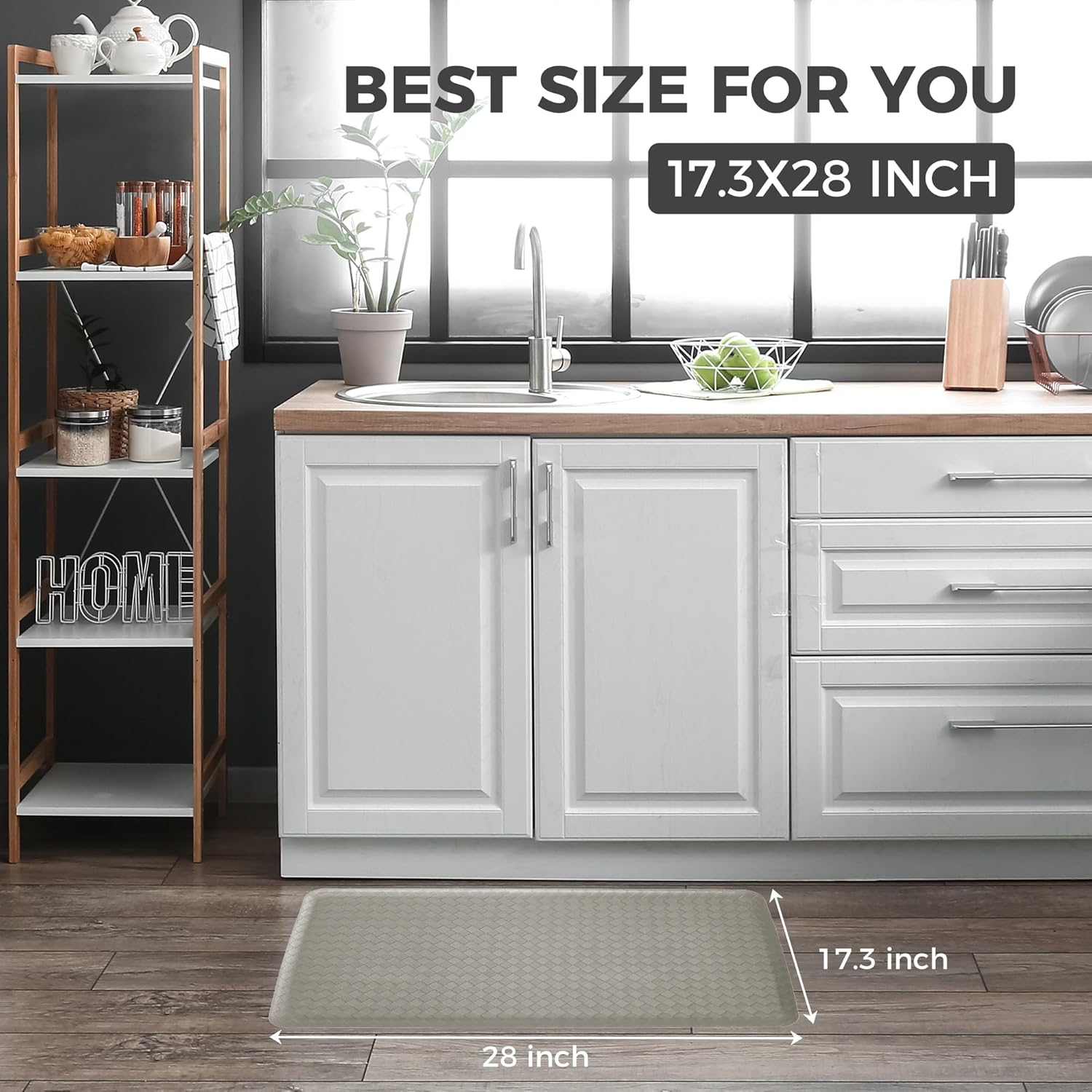 KOKHUB Tapete de cocina, acolchado de 12 pulgada de grosor, antifatiga, impermeable, tapete de escritorio cómodo de pie, tapete de cocina
