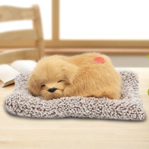 Easfan Juguete de peluche de simulación para cachorros con sonido, adorable animal, lindo perro dormido con cojín de sonido, decoración de Easfan Juguete de peluche de simulación para cachorros con sonido, adorable animal, lindo perro dormido con cojín de sonido, decoración de