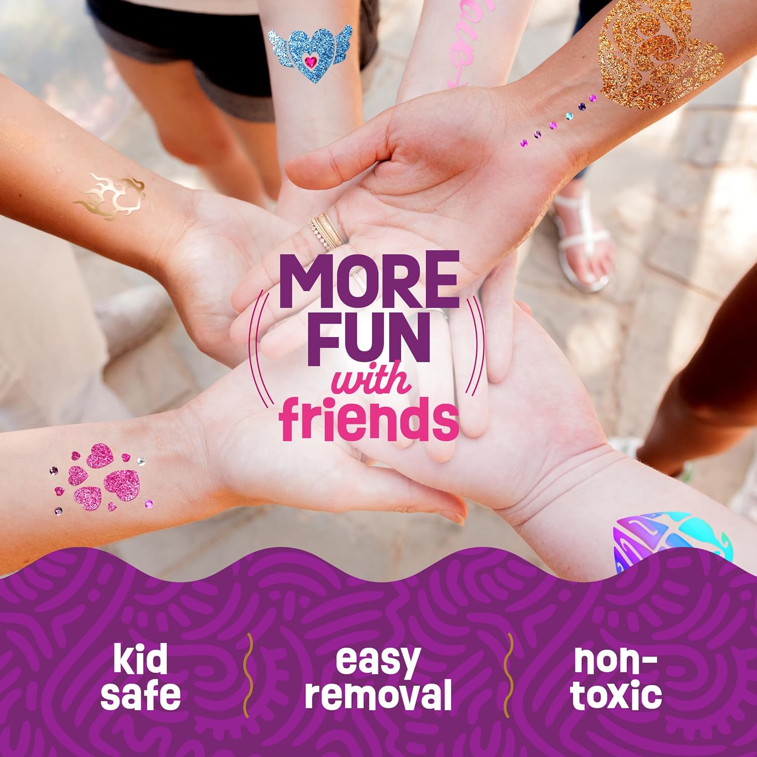 Kit de estudio de tatuajes temporales brillantes para niños, tatuajes falsos metálicos y con purpurina para niñas, ideas de regalo de cumpleaños