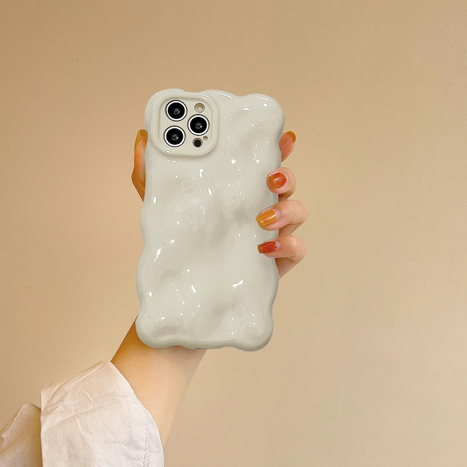 XIZYO Funda para iPhone 13 Pro Max de 6.7 pulgadas, diseño de ondas, estética, 3D, rizada, ondulada, chapado en purpurina para mujeres y niñas,