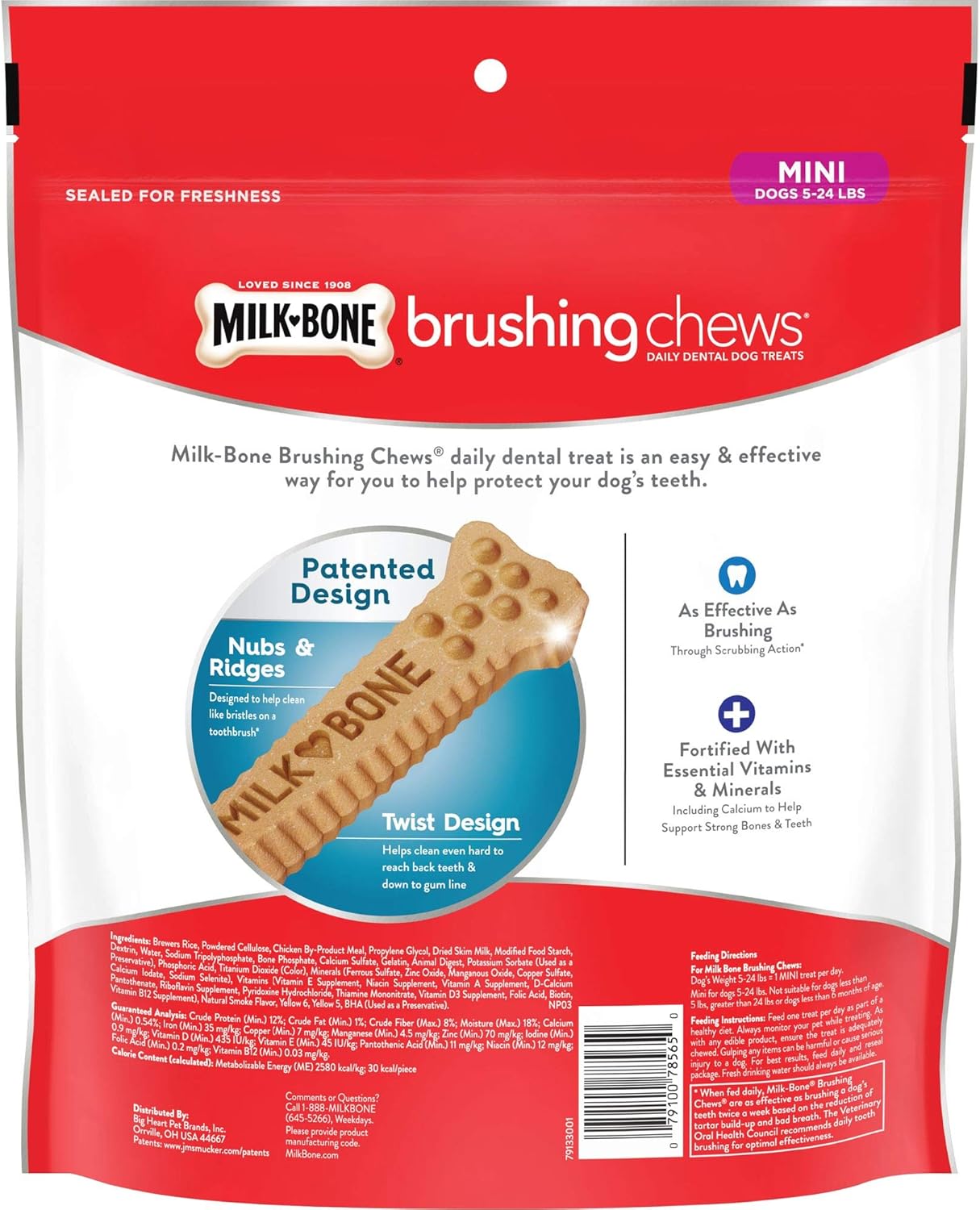 Milk-Bone Brushing Chews – Golosinas dentales diarias para perros, mini, 65 unidades