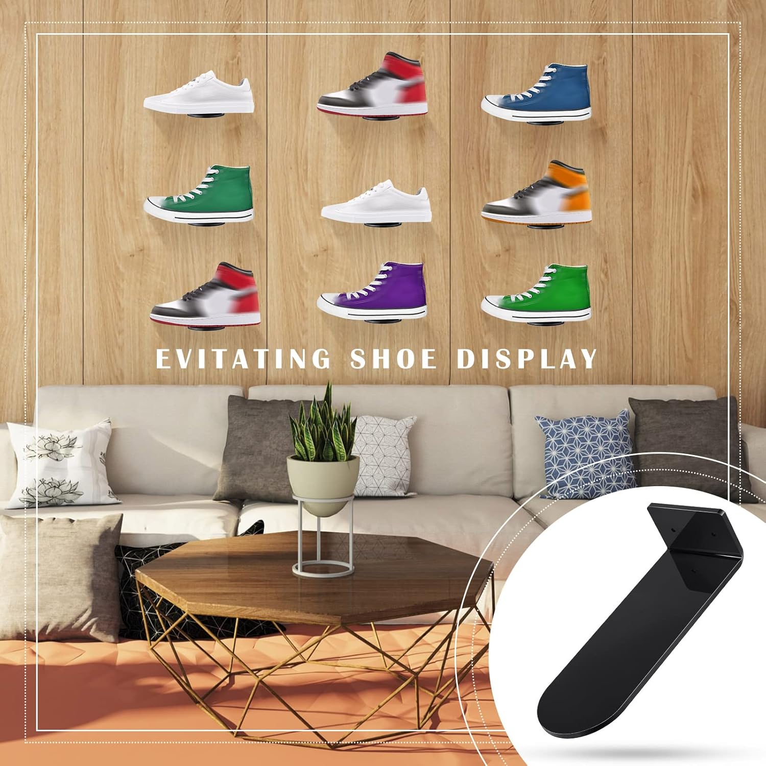 10 piezas de exhibición flotante para zapatos, estantes para montaje en pared, soporte de exhibición de zapatos de levitación de acrílico, colgador