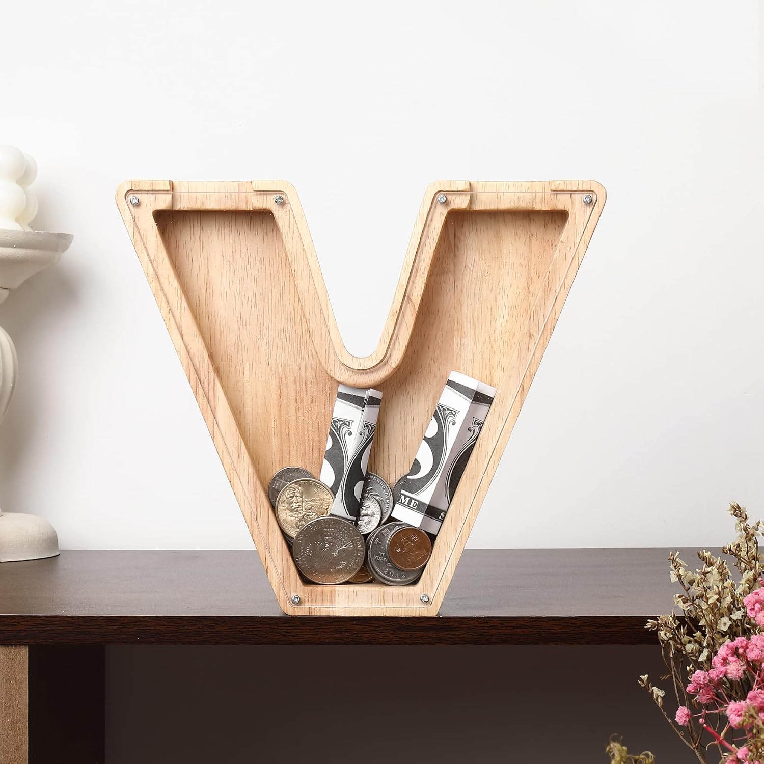 Alcancía de madera personalizada, letras del alfabeto, letrero decorativo, alcancía, es un regalo único perfecto, decoración, recuerdo o alcancía de