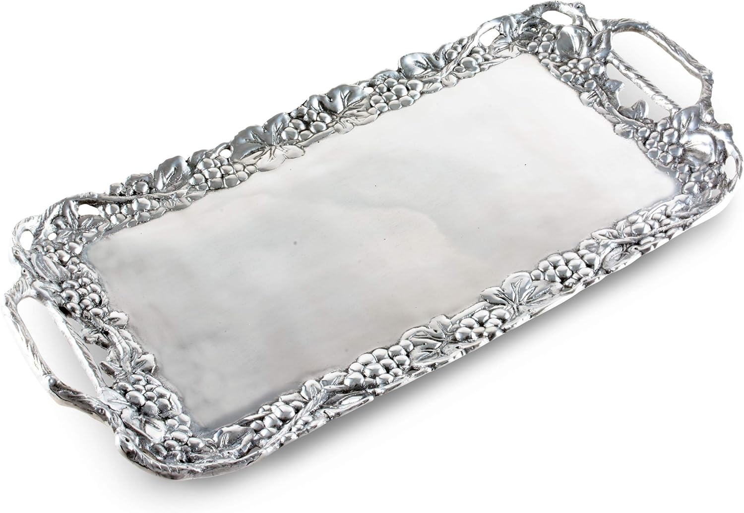 Arthur Court Designs – Bandeja decorativa de aluminio para servir de uva de metal, 21 x 10 pulgadas