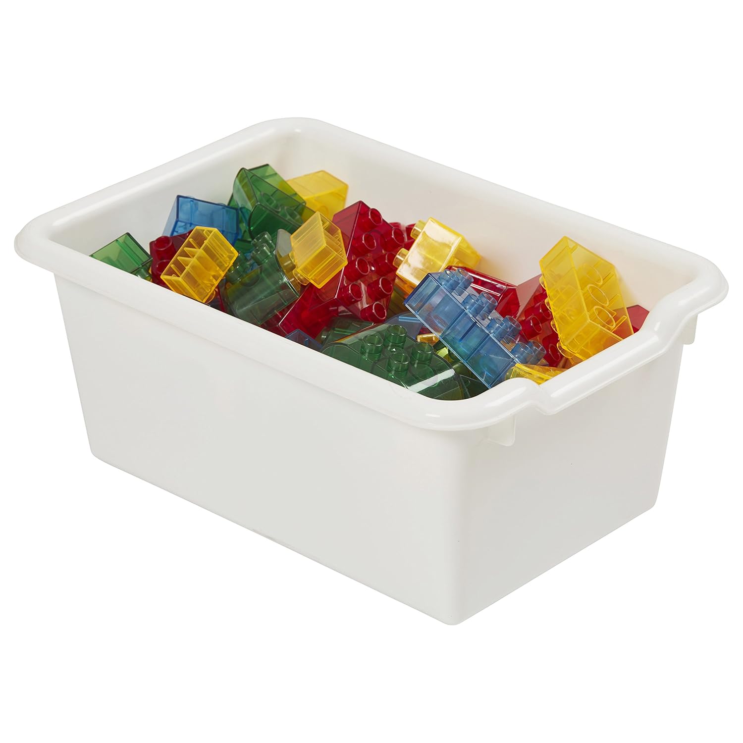 ECR4Kids Cubo de almacenamiento frontal con cucharada, organización multiusos, color blanco, 5 piezas