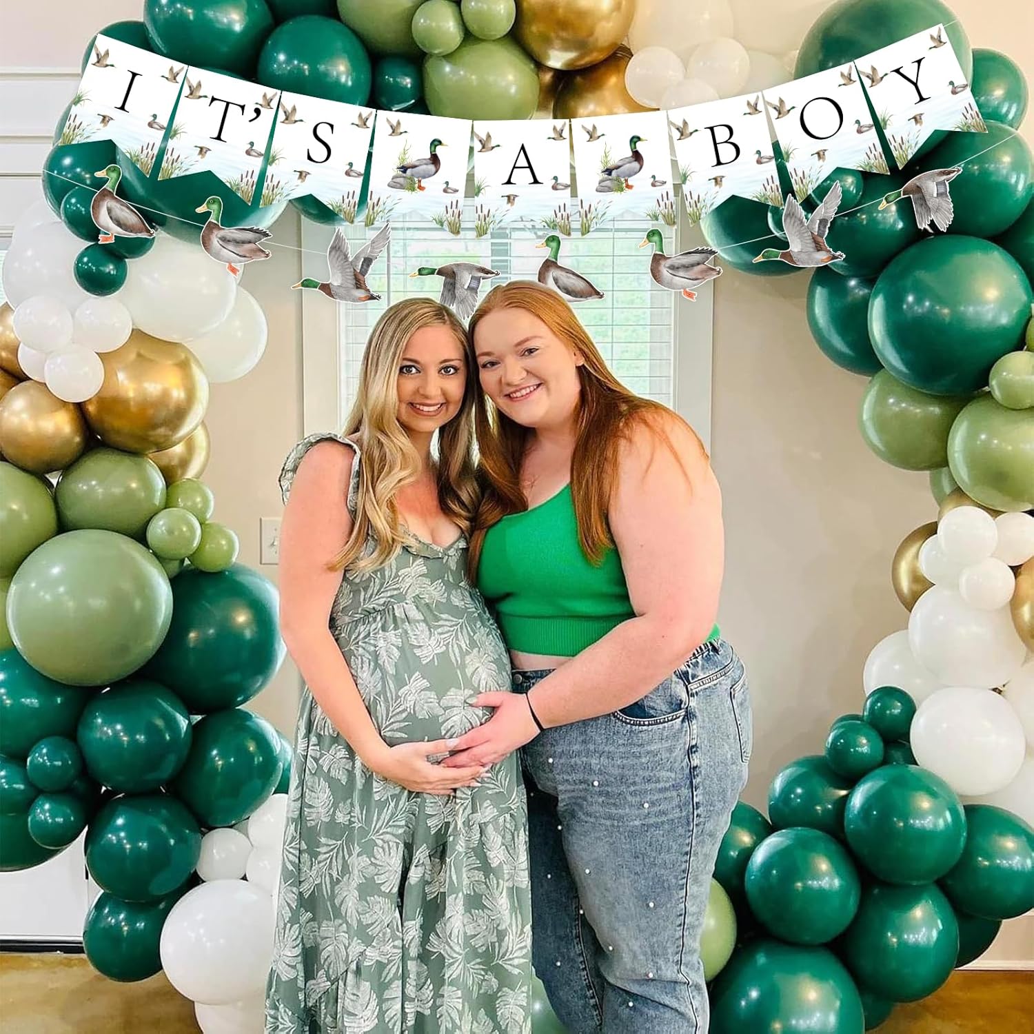 Decoración de pancarta para baby shower con temática de pato de ánade mallardo, guirnalda rústica, juego de banderines para celebración de embarazo,
