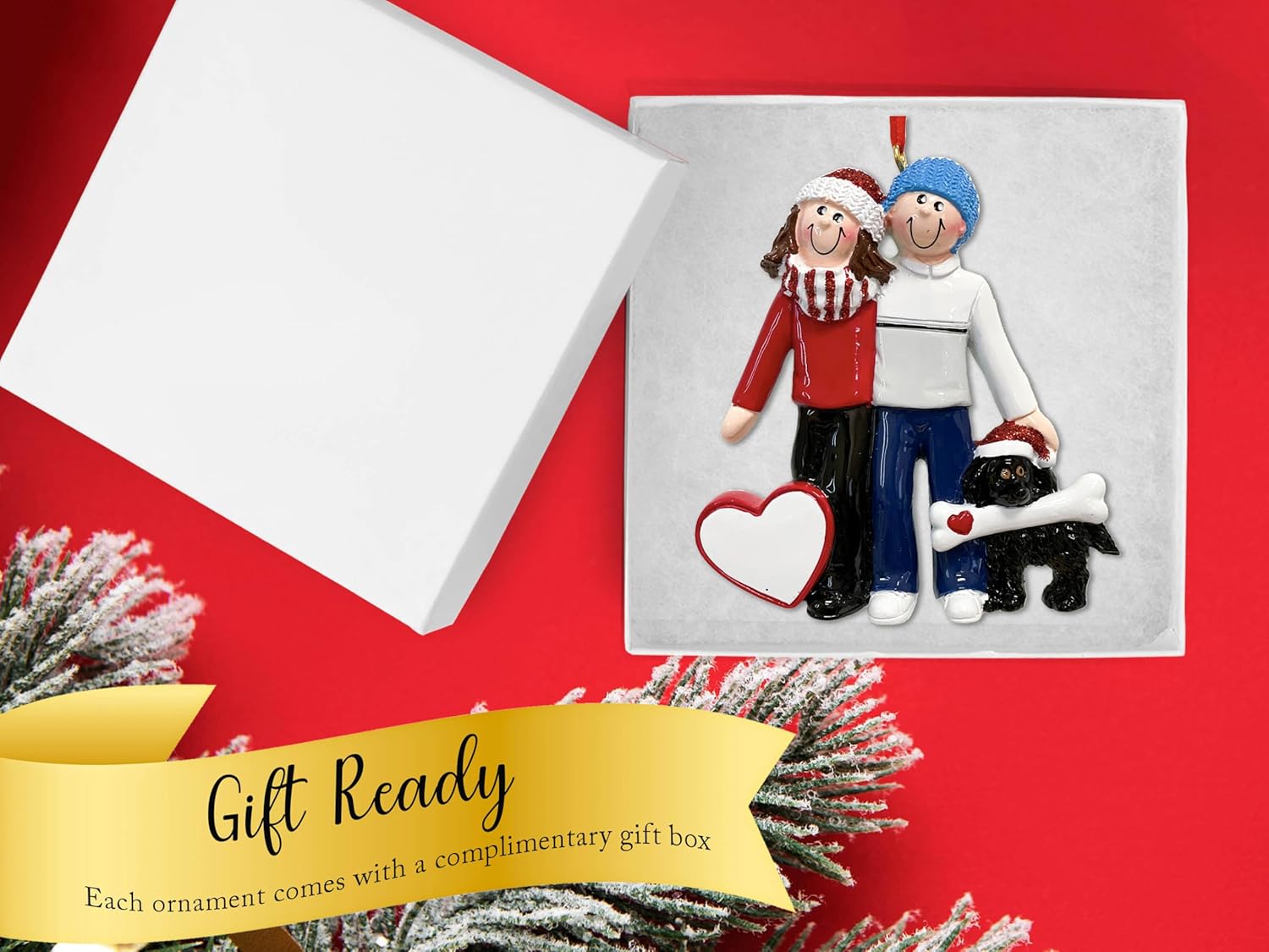 Adorno de Navidad personalizado para pareja con perro 2023  Familia de 2 con decoración de árbol de Navidad para cachorros, nuestra primera Navidad