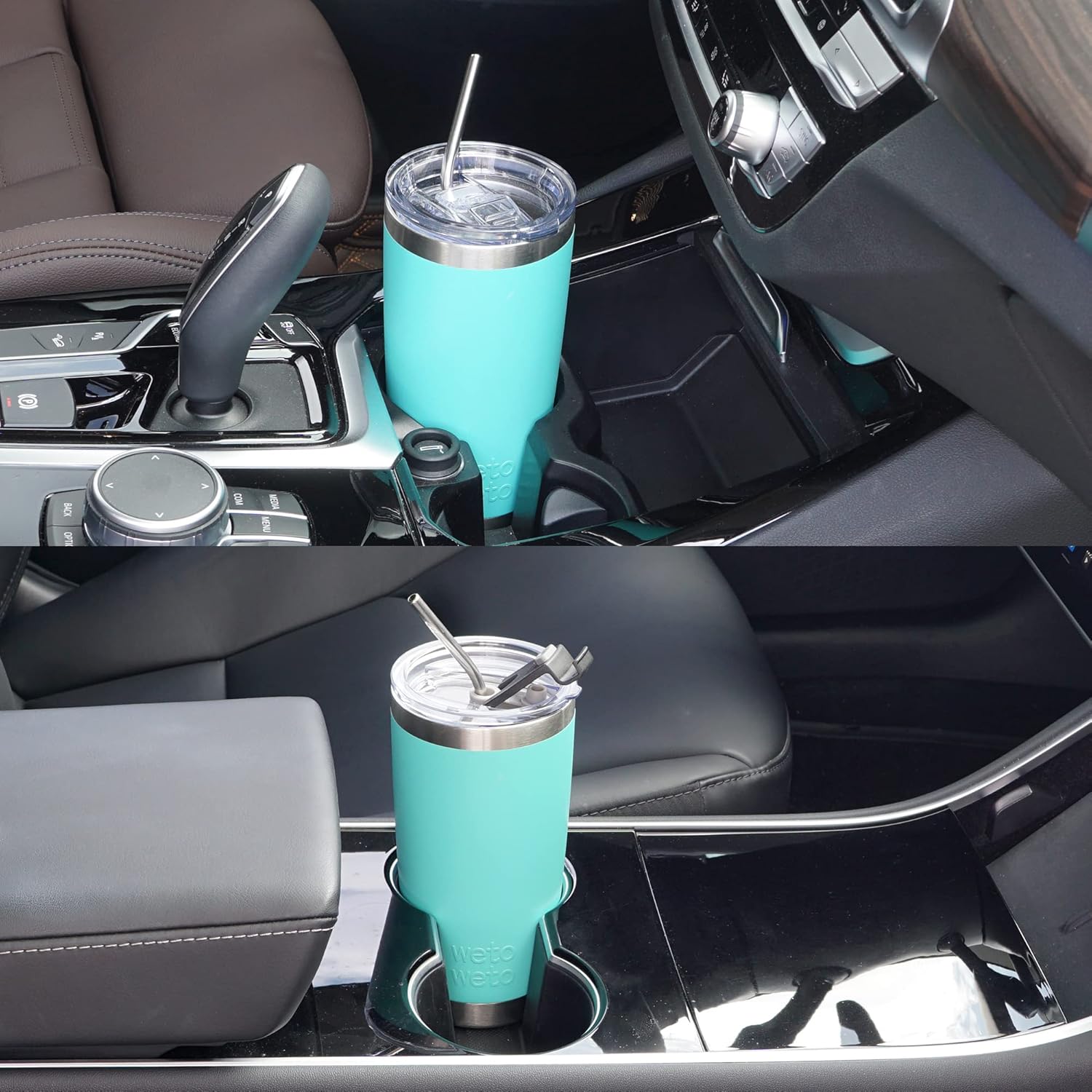 WETOWETO Vaso de 20 onzas con 2 tapas y 2 pajitas, vaso de café aislado al vacío de acero inoxidable, taza de viaje con recubrimiento de polvo de