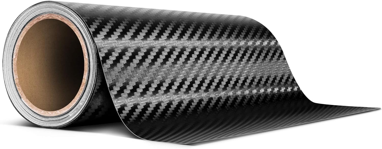 VViViD Rollo de cinta adhesiva de vinilo de liberación de aire de fibra de carbono negra (6 pulgadas x 20 pies)