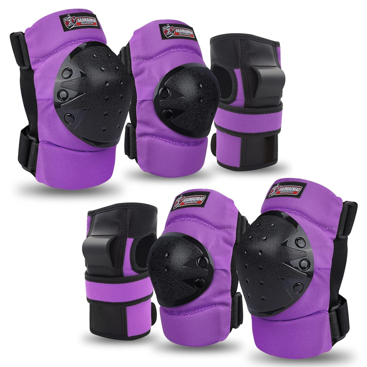 Haomaomao Rodilleras para adultos y niños, coderas, muñequeras, equipo de protección para patinaje, patinaje en línea, ciclismo, BMX, bicicleta,