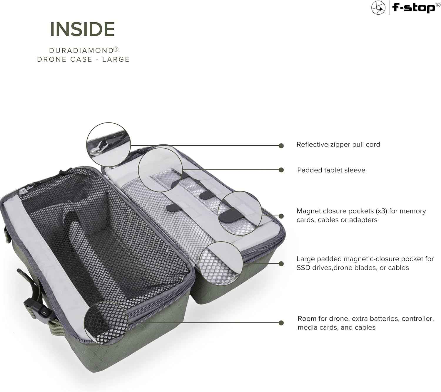 f-stop Funda acolchada grande para drones, protección de transporte resistente a la intemperie para drones compactos DJI Air, Mavic, Mini, Autel EVO
