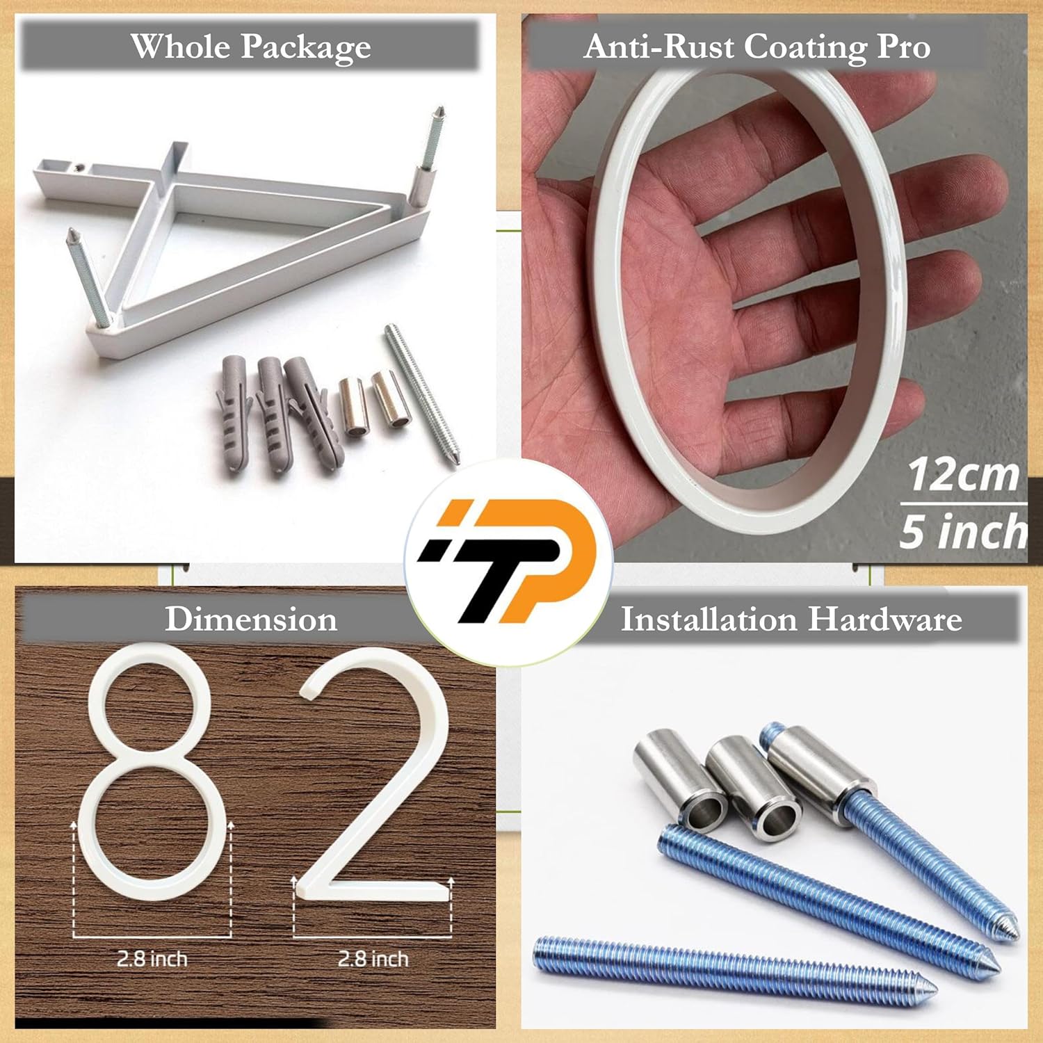 Paulton Número de casa blanca  Números de altura de 5 pulgadas para decoración del hogar  Números de casa modernos para dirección y buzón (4)
