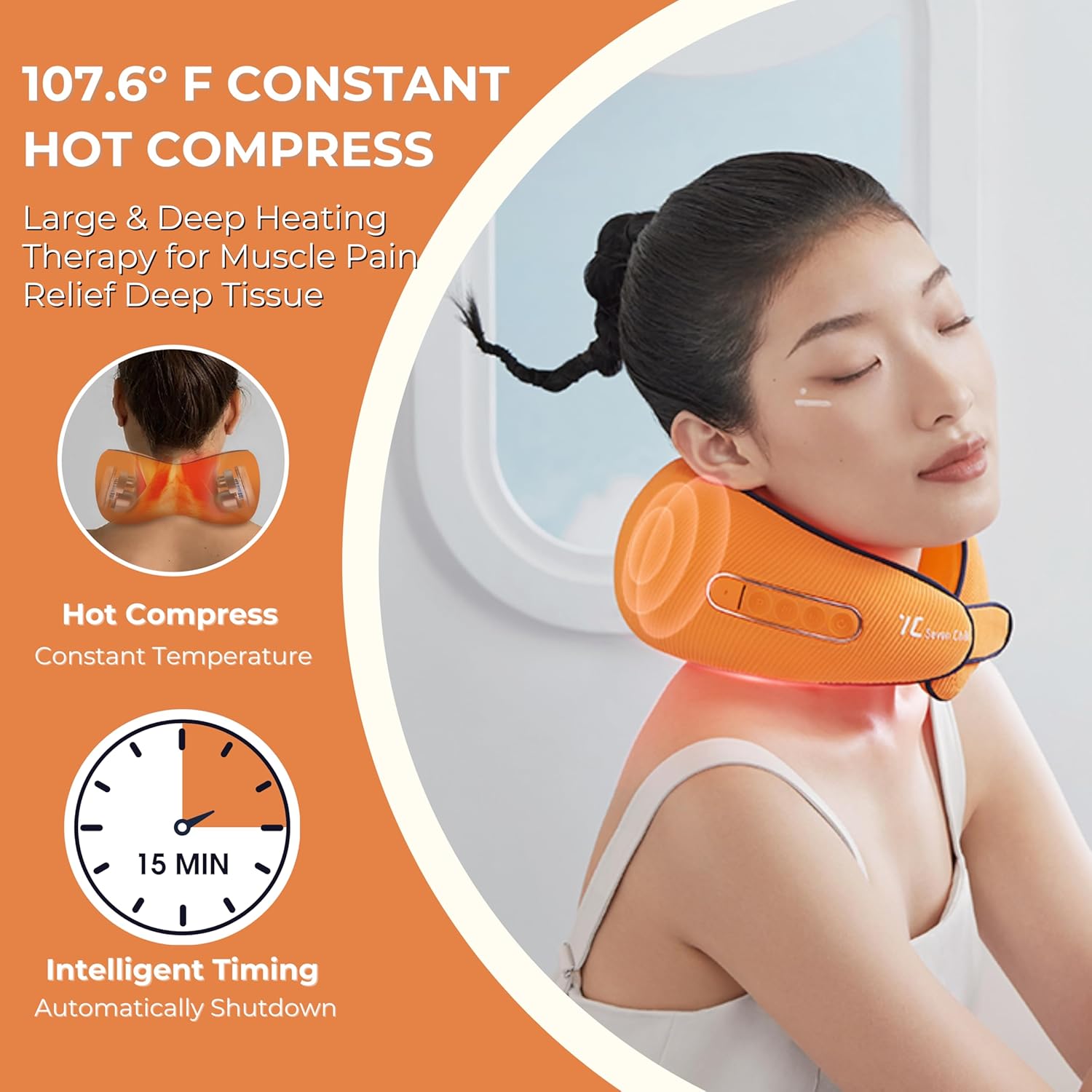 7C Neck Massager Shiatsu with Heat – Cervical Pillow Deep Tissue Kneading for Back – Rechargeable Cordless 3D Kneading Massage Cushion Relieve