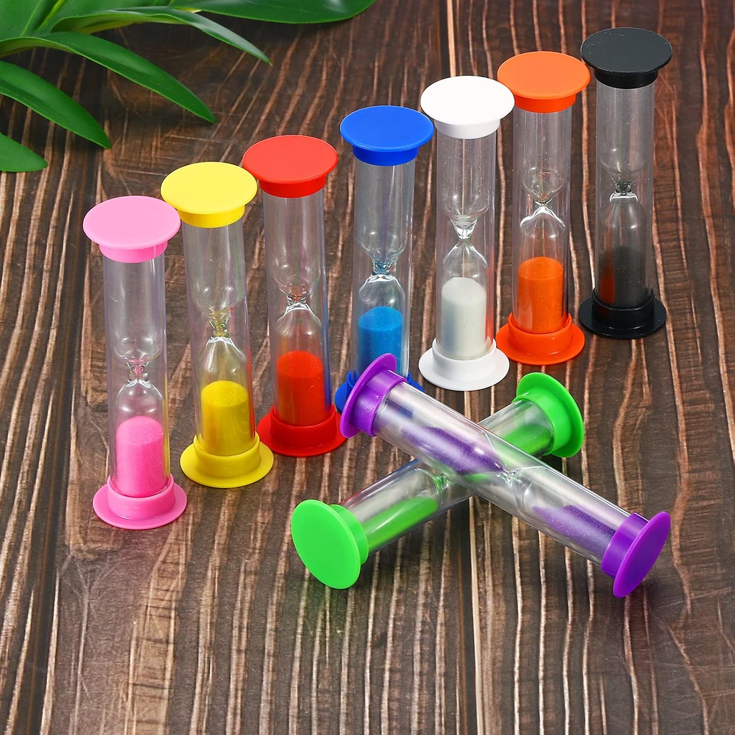 PATIKIL Temporizador de arena de 3 minutos, 10 piezas de reloj de arena pequeño con cubierta de plástico, vidrio de arena de cuenta regresiva para