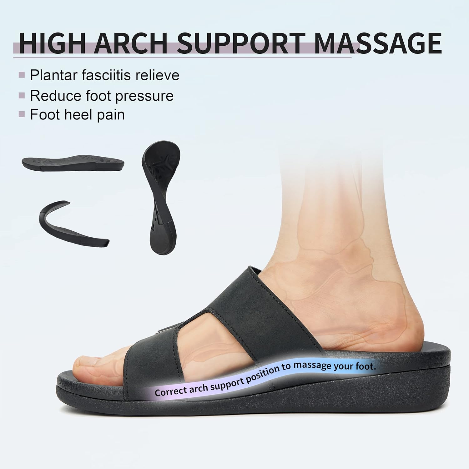 MEGNYA Cómodas sandalias para caminar para mujer, sandalias con soporte de arco para fascitis plantar, pies planos, sandalias informales con correa