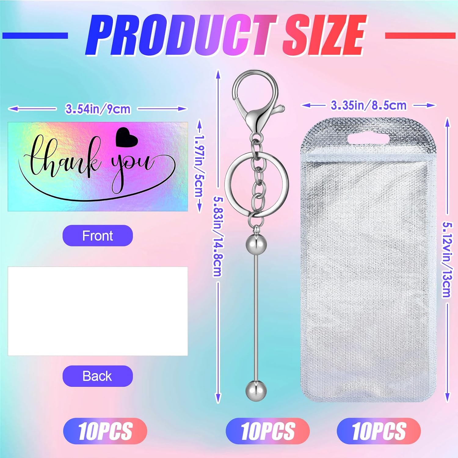 Kits de llaveros con cuentas, barras de llavero con cuentas, bolsa resellable, tarjetas de agradecimiento para manualidades, fabricación de joyas