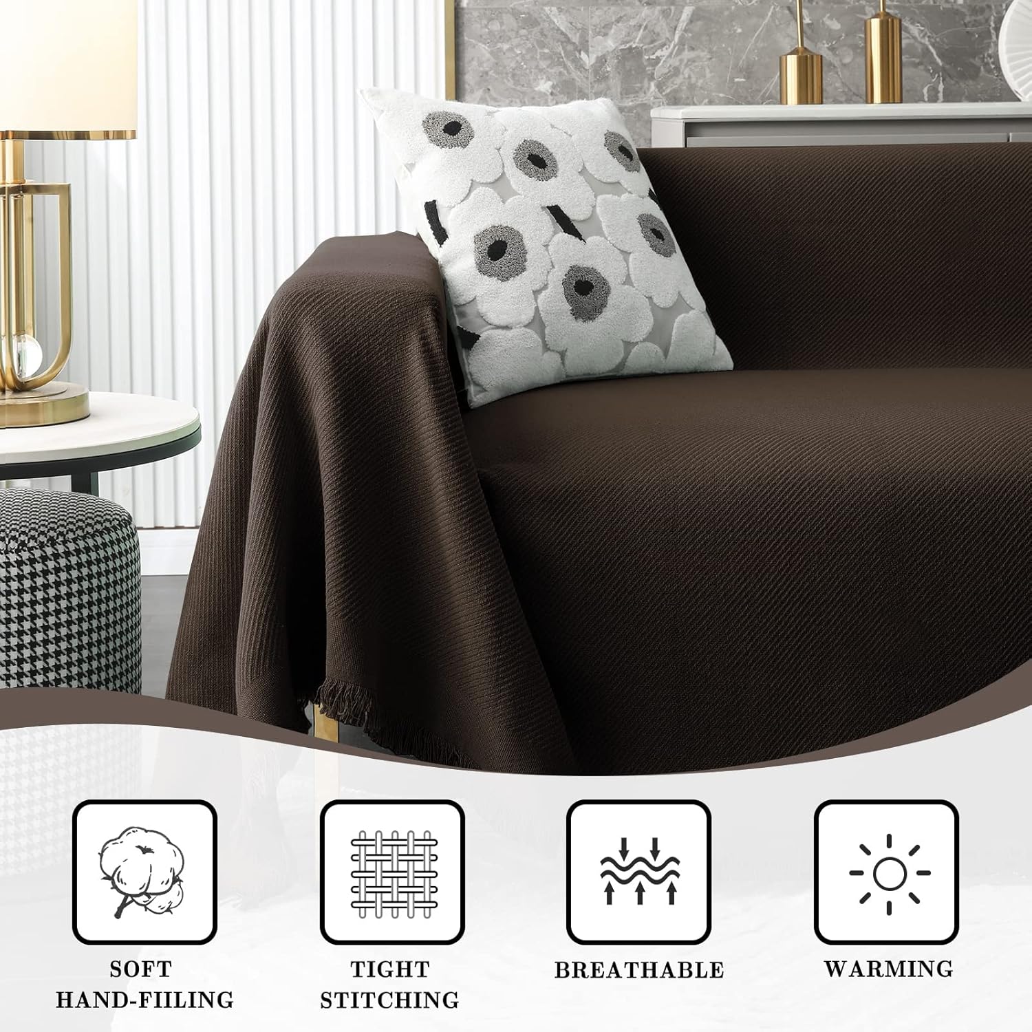 MYSKY HOME Fundas de sofá para sofá de 2 cojines, fundas geométricas para sofá modular para sala de estar, fundas para sofá modular para perros (L,
