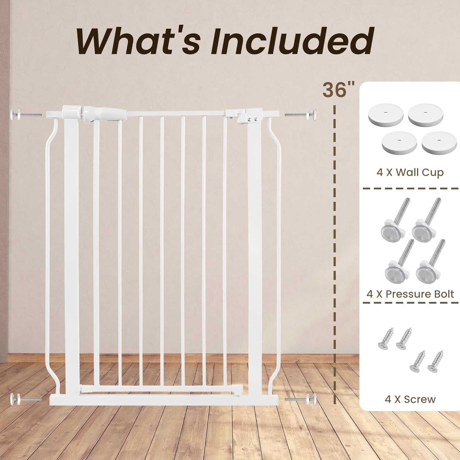 BalanceFrom Puerta de seguridad fácil de caminar para puertas y escaleras con funciones de cierre automáticomantenimiento, 36 pulgadas de alto, se