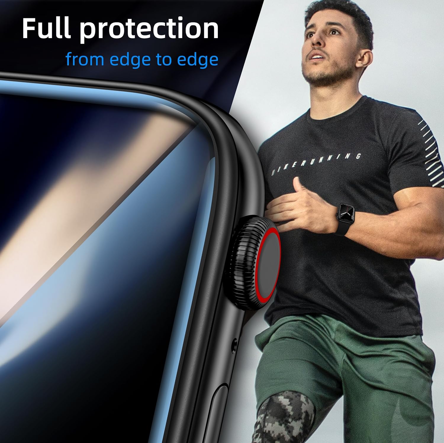 Paquete de 2 protectores de pantalla de vidrio templado con marco de metal compatibles con Apple Watch SE2 SE Series 6, 5, 4, 1.732 in, marco de