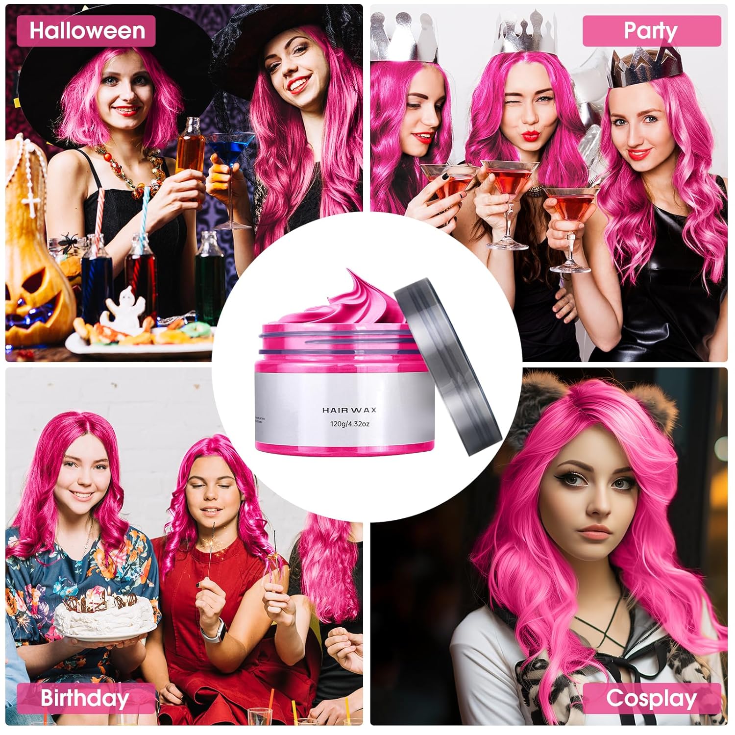 Tiza de color temporal para el cabello para niños, color de cera para el cabello para niñas de 4, 5, 6, 7, 8, 9, 10, 11 años, tinte de color para el