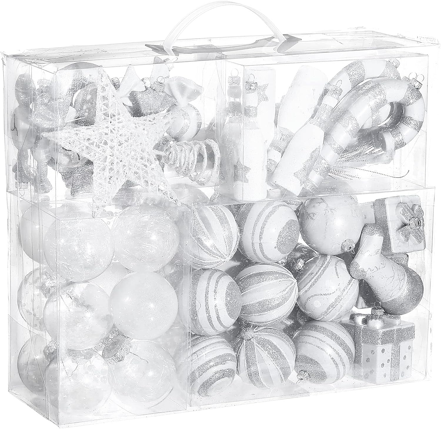 Juego de 64 bolas de adornos de caramelo de Navidad, adornos de Navidad, surtido de adornos de árbol de Navidad, bolas de Navidad para árbol de