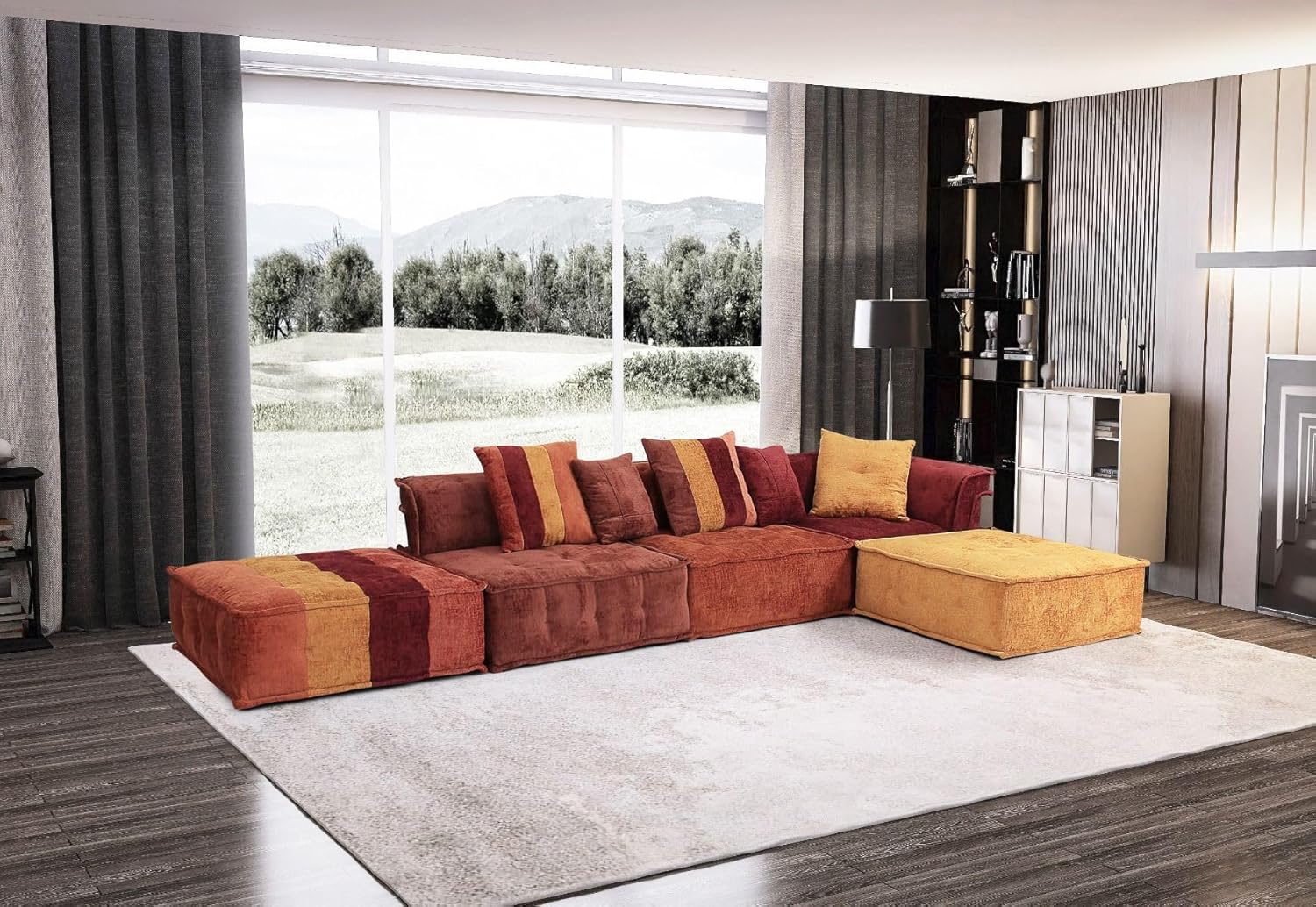 INLAND EMPIRE FURNITURE Sofá modular modular de tela multicolor moderna Alfio