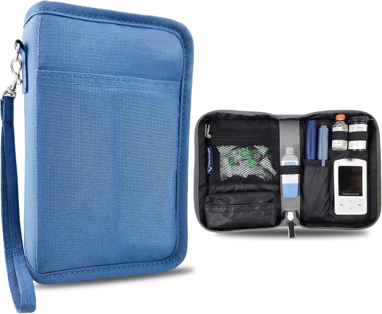 Case Concepts – Estuche de suministros para diabetes – Estuche de almacenamiento portátil y organizador medidor de glucosa, insulina y accesorios –