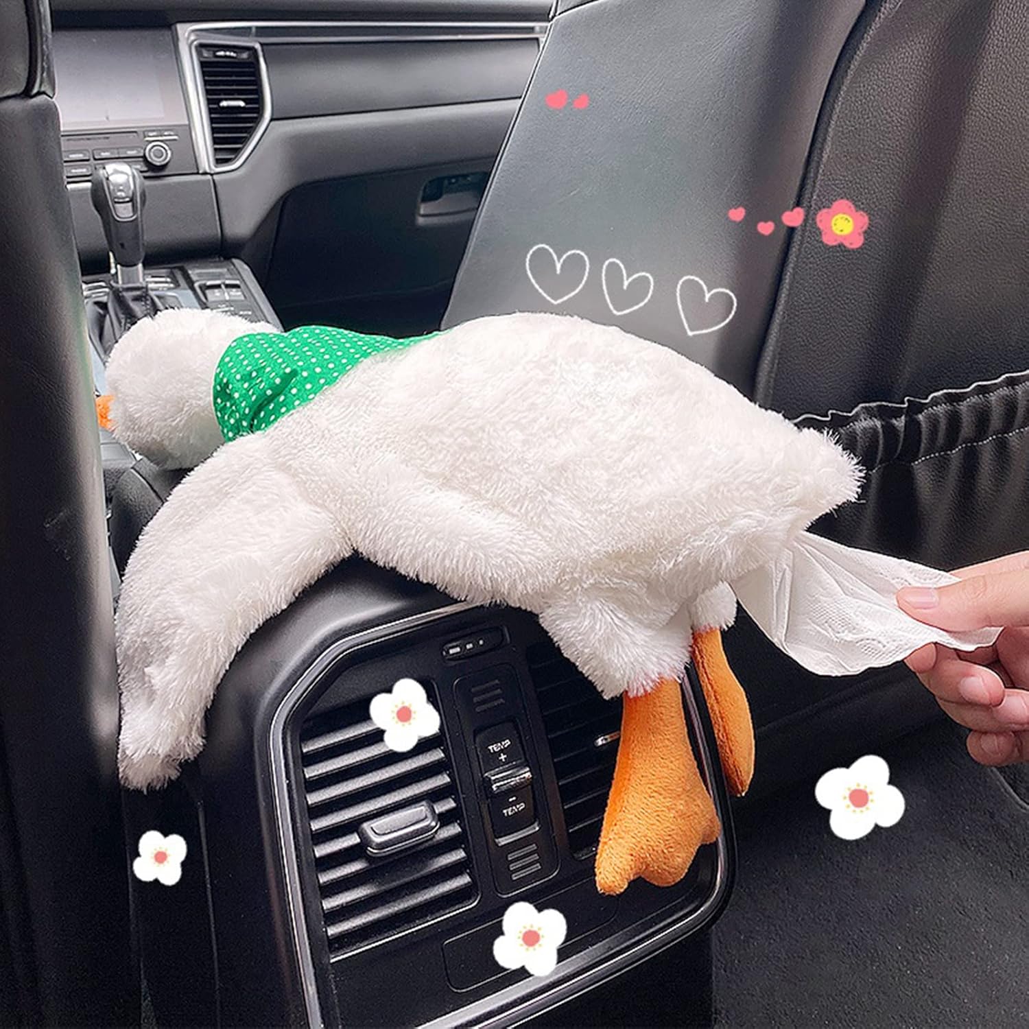Soporte de pañuelos de felpa para automóvil, cajas Kleenex para automóvil, dispensador de pañuelos de pato lindo para automóvil, soporte para