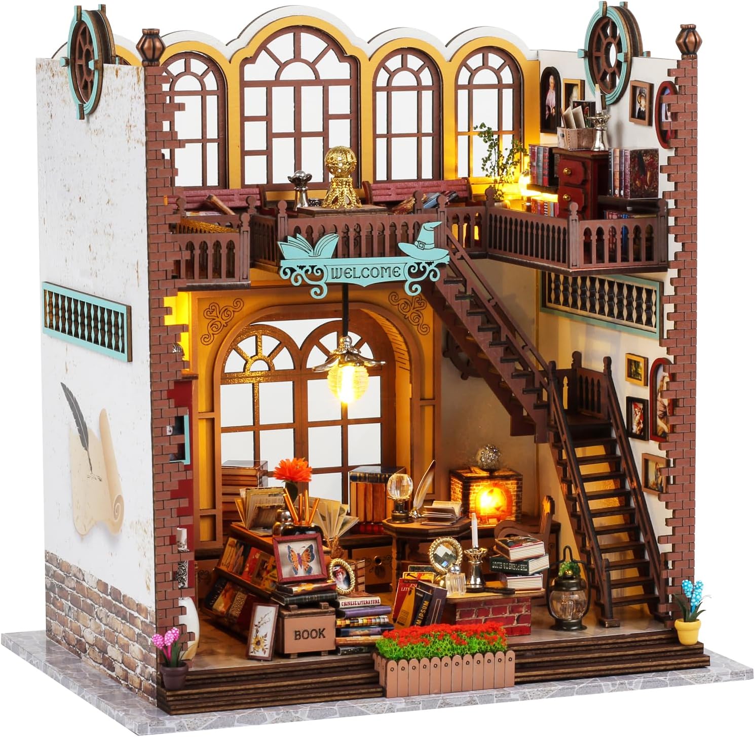 Spilay Casa de muñecas en miniatura con muebles, manualidades de madera para manualidades, casa de muñecas, mini kit hecho a mano, escala 124,