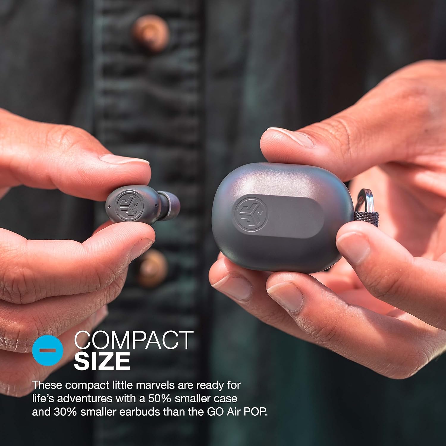 JLab JBuds Mini Auriculares Bluetooth inalámbricos + funda de carga, salvia, IP55 a prueba de sudor y polvo, Bluetooth multipunto, audio consciente,