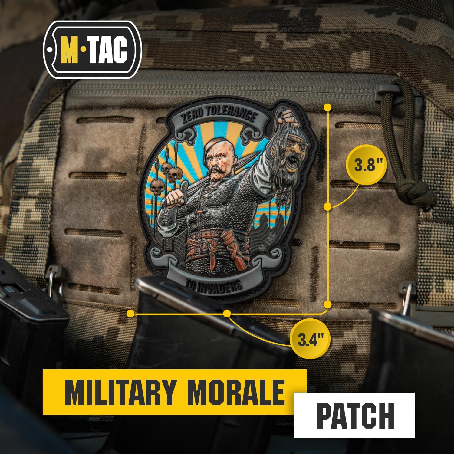 M-Tac Morale Patch Zero Tolerance – Parches de PVC para chalecos, mochilas, sombreros, parche militar táctico con cierre de gancho en el respaldo