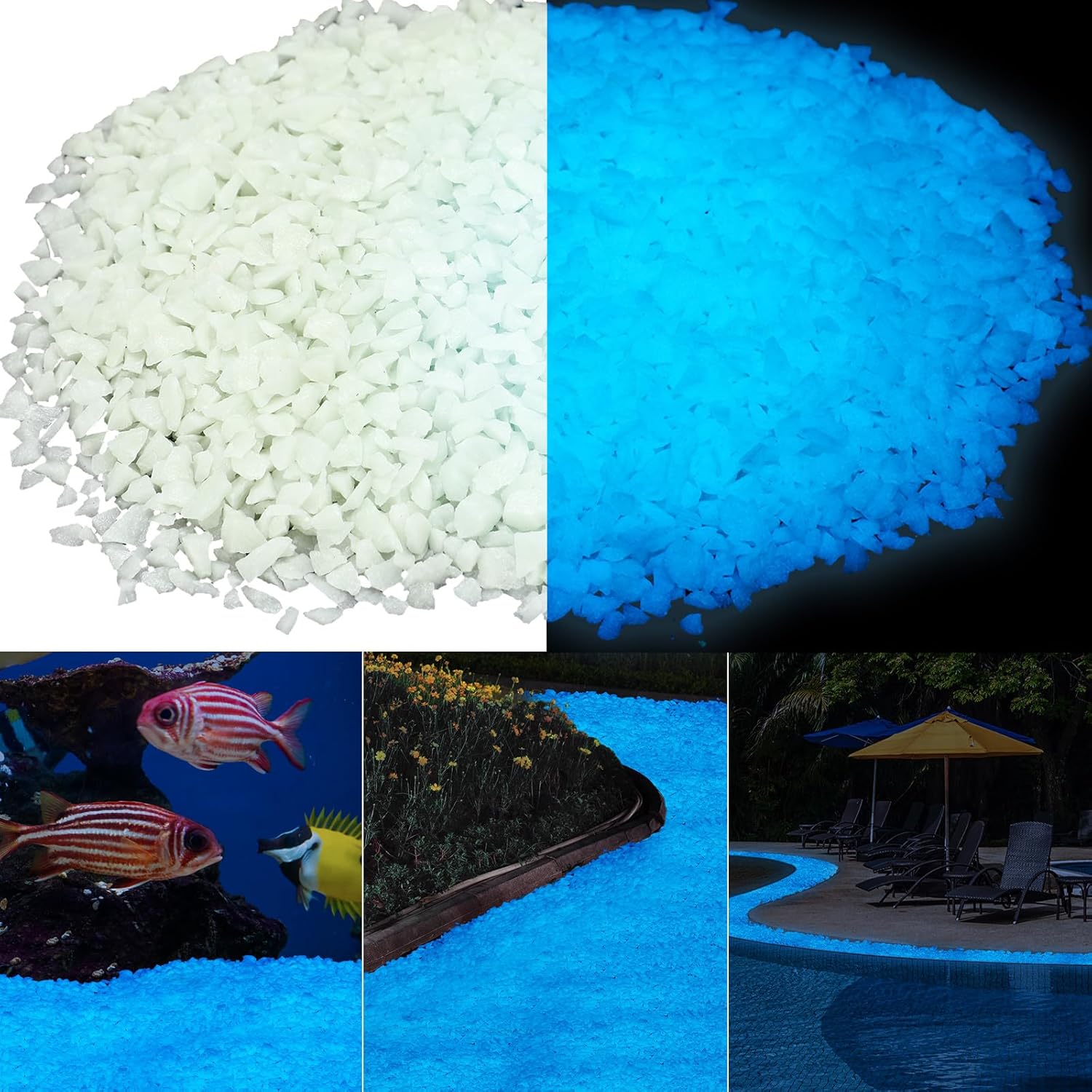 Sasylvia Piedras que brillan en la oscuridad, piedras decorativas que brillan en la oscuridad, grava decorativa que brilla en la oscuridad, roca que