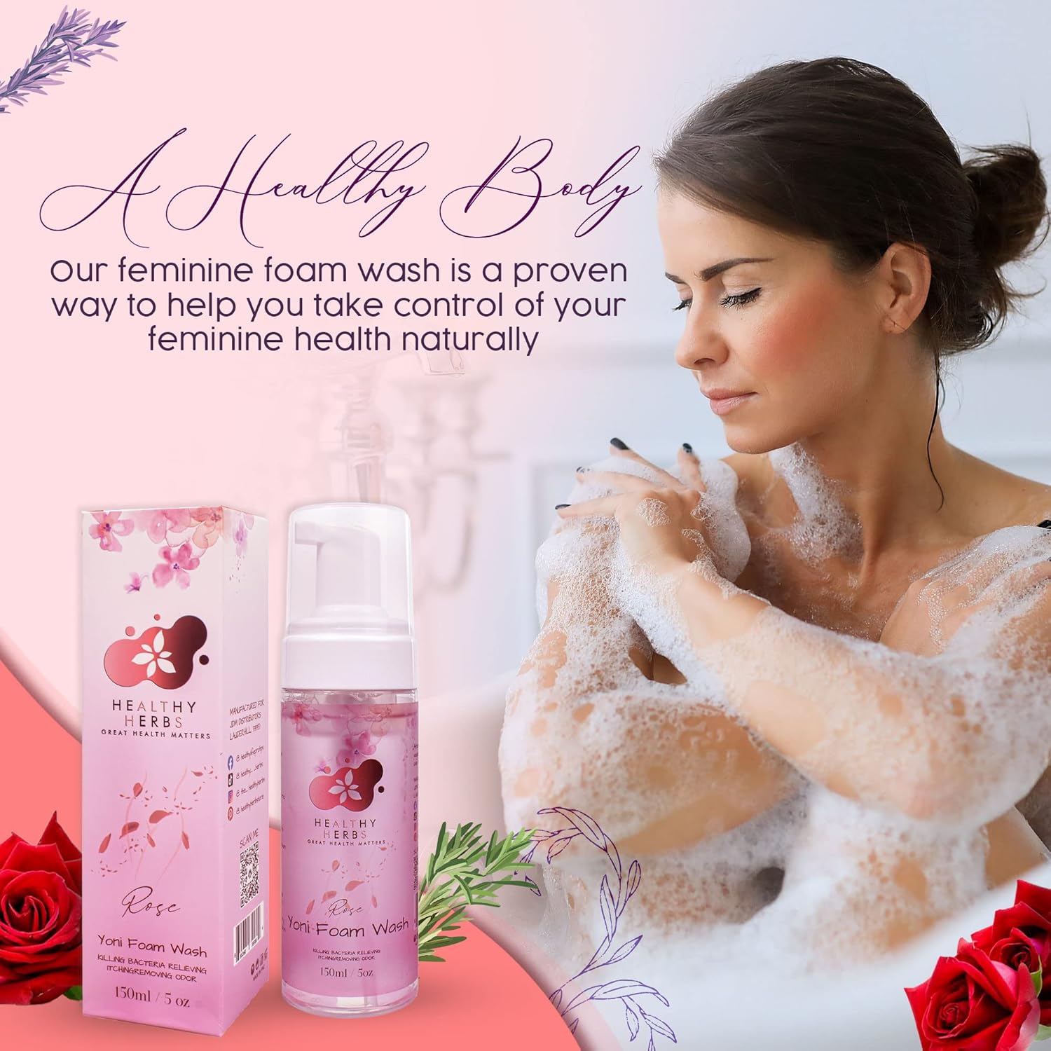 Yoni – Jabón de espuma femenina (5 onzas) para mujer, limpieza de olores, apoyo menstrual, restaura el equilibrio del PH, ayuda y alivia la picazón
