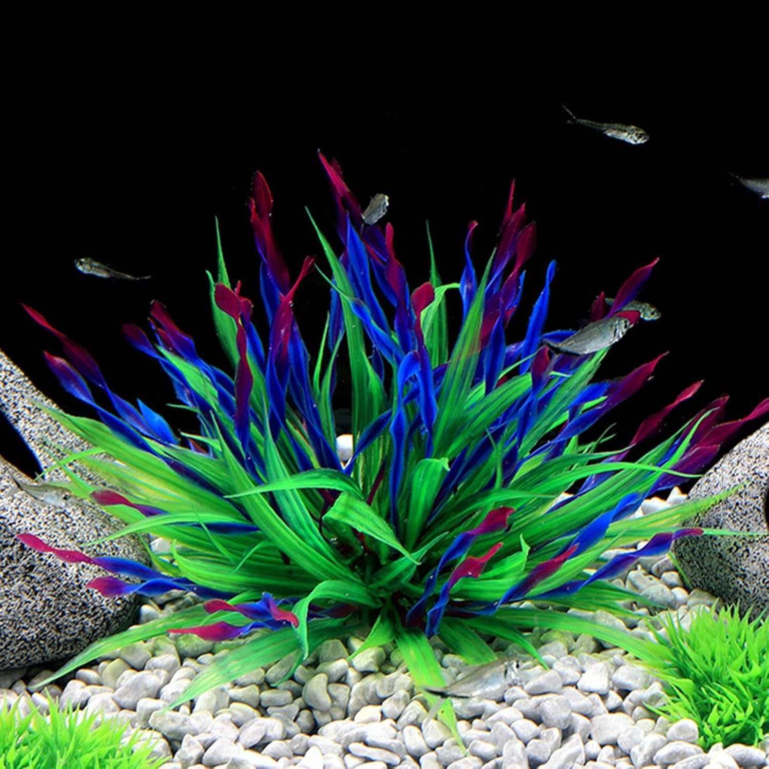 Decoración de pecera de plástico para pecera, plantas de pecera verde, decoración de escondite de plantas artificiales, decoración de pecera de