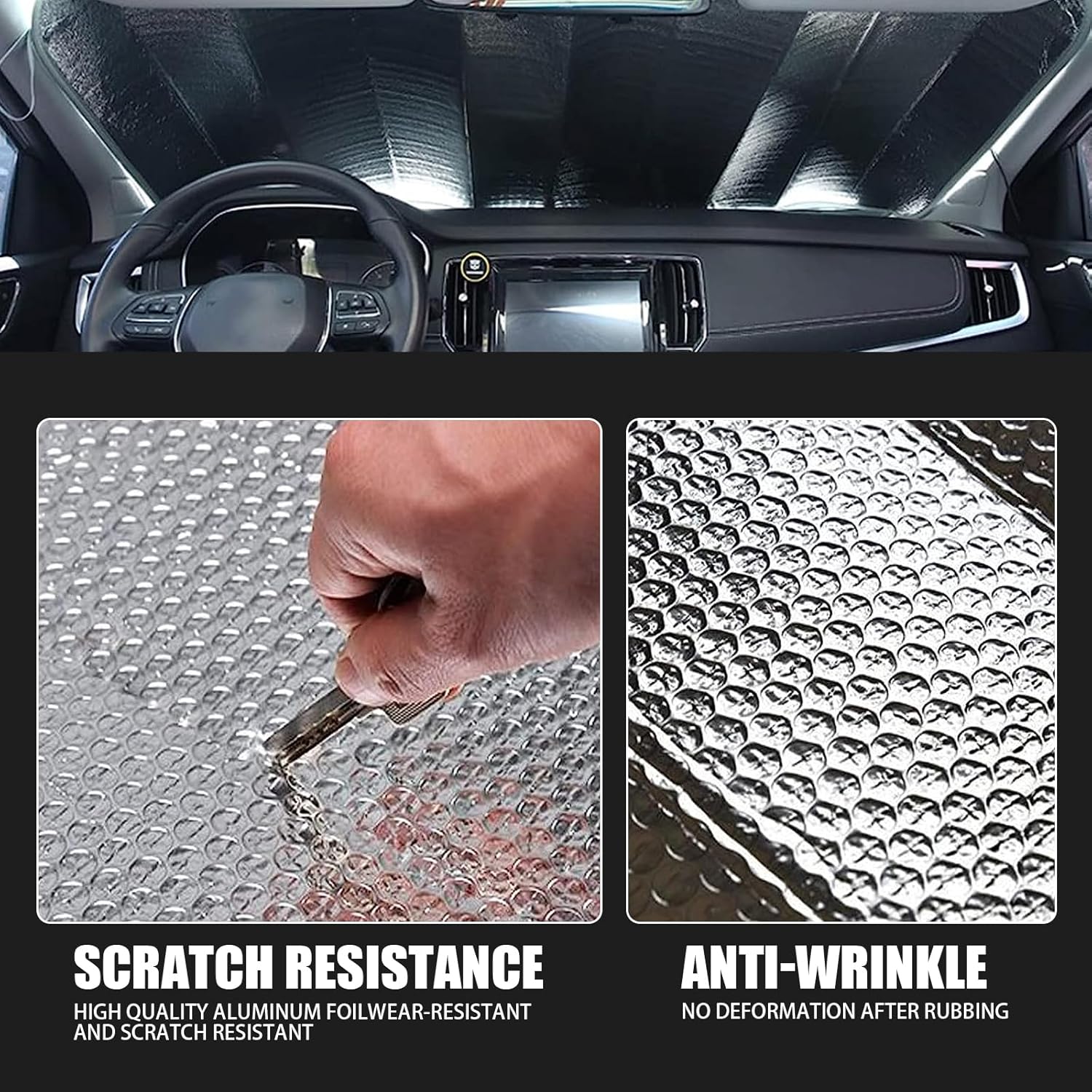 1 parasol para parabrisas de automóvil, protector de envejecimiento interior de 55.1 x 27.5 pulgadas, protector de envejecimiento de tablero de