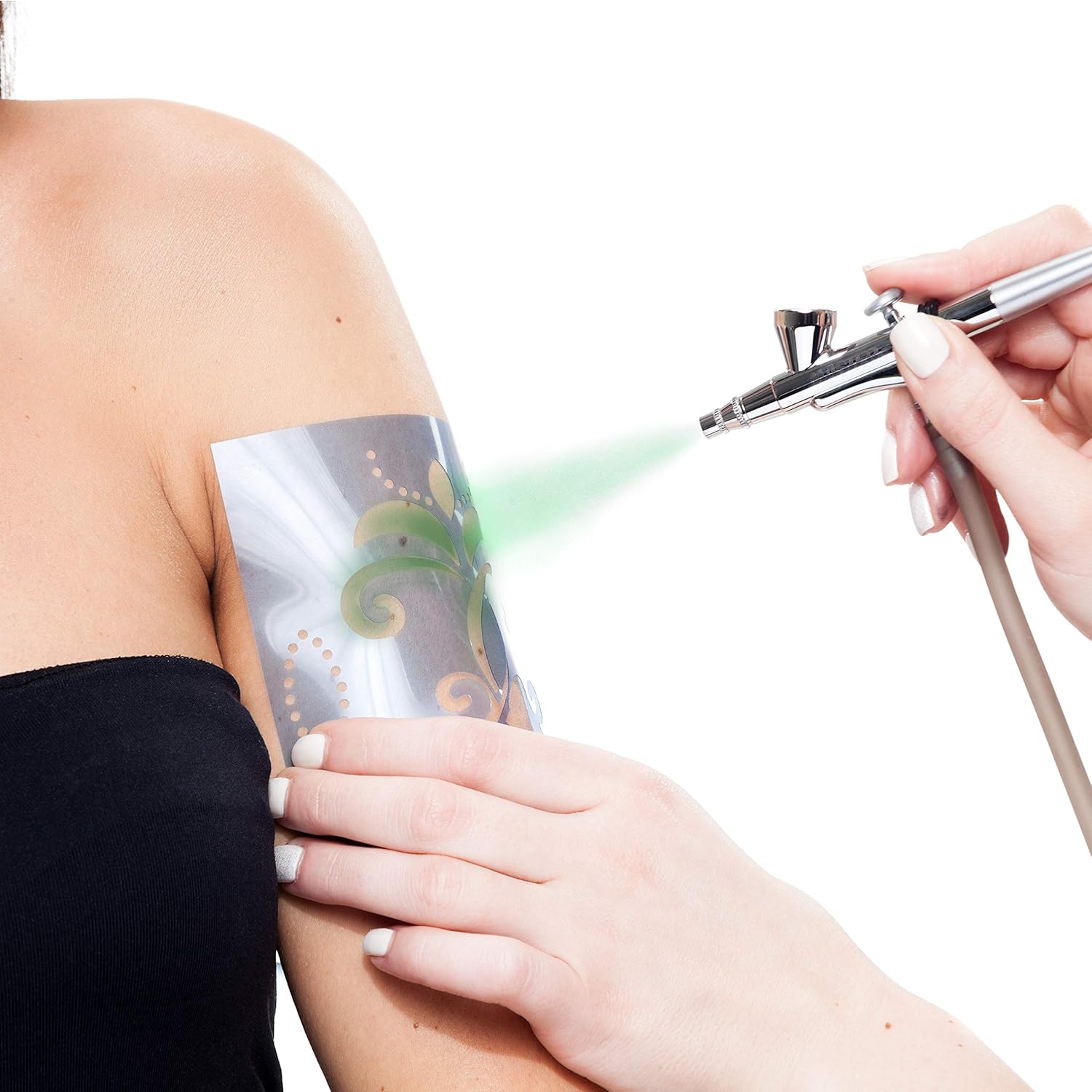 Pintura de arte corporal temporal verde de 8 onzas con aerógrafo a base de alcohol