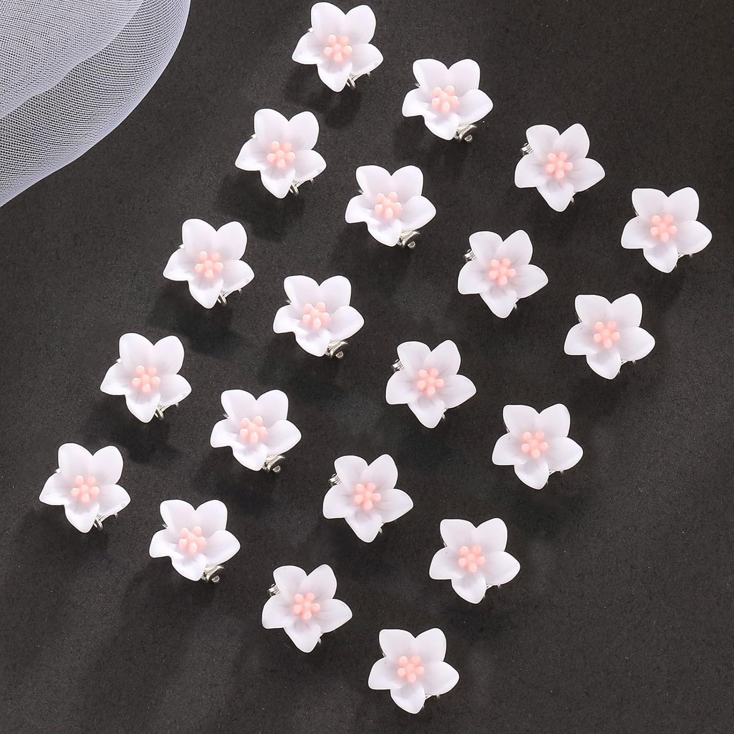 20 pinzas pequeñas para el pelo de flores para niñas y mujeres, lindos clips de flores para el cabello, pasadores de pelo de boda, accesorios para