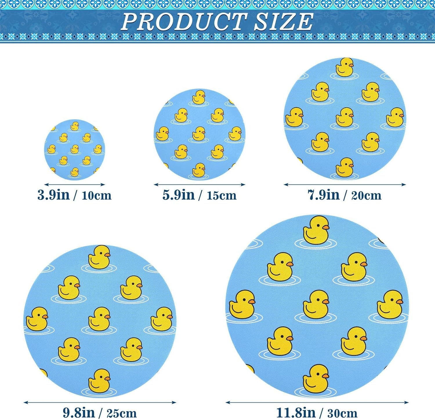 Duck 5PCS Reusable Elastic Bowl Covers for Food Storage Stretch Cloth Fabric Lids with 5 Different Sizes Heat Resistant Food Lids for Fruits