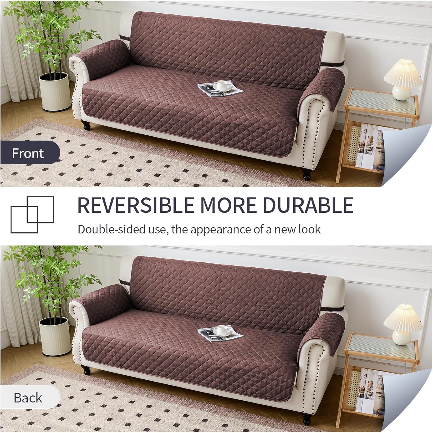 Fandyacke Fundas reversibles para sofá, protector de muebles para perros (sofá, chocolatechocolate)