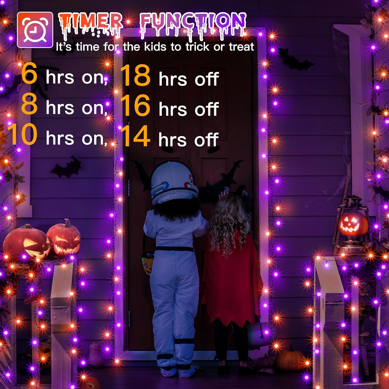 Ccinny 240 luces LED de Halloween de 78 pies con memoria, 13 modos de luces impermeables de Halloween al aire libre con temporizador, decoraciones