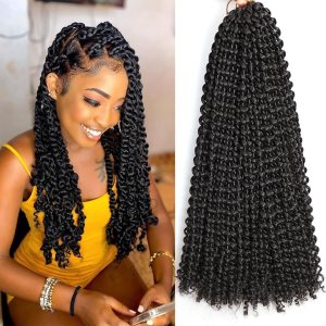 Pelo trenzado de ganchillo ondulado para mujeres negras (18 pulgadas, paquete de 6, 1B#) Pelo trenzado de ganchillo ondulado para mujeres negras (18 pulgadas, paquete de 6, 1B#)