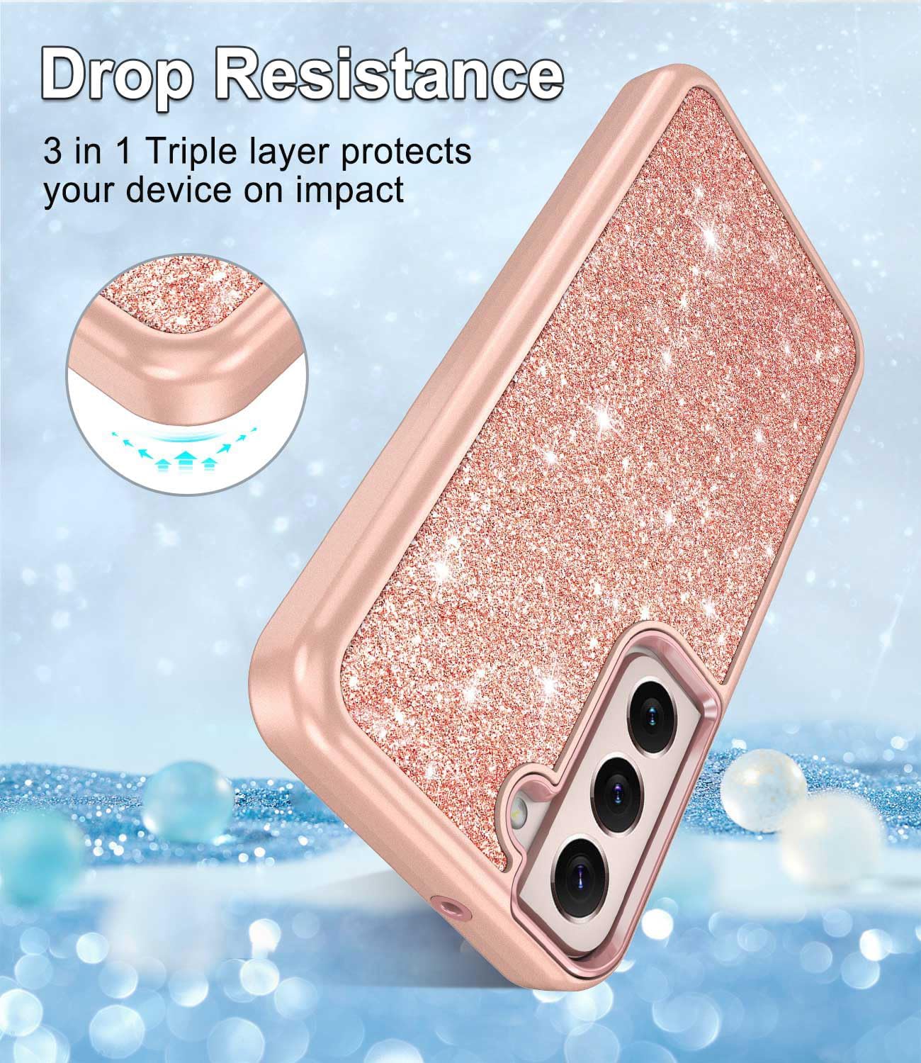 Btscase Funda para Samsung Galaxy S22+S22 Plus 5G, patrón de mármol 3 en 1, resistente a prueba de golpes, cuerpo completo, policarbonato duro y